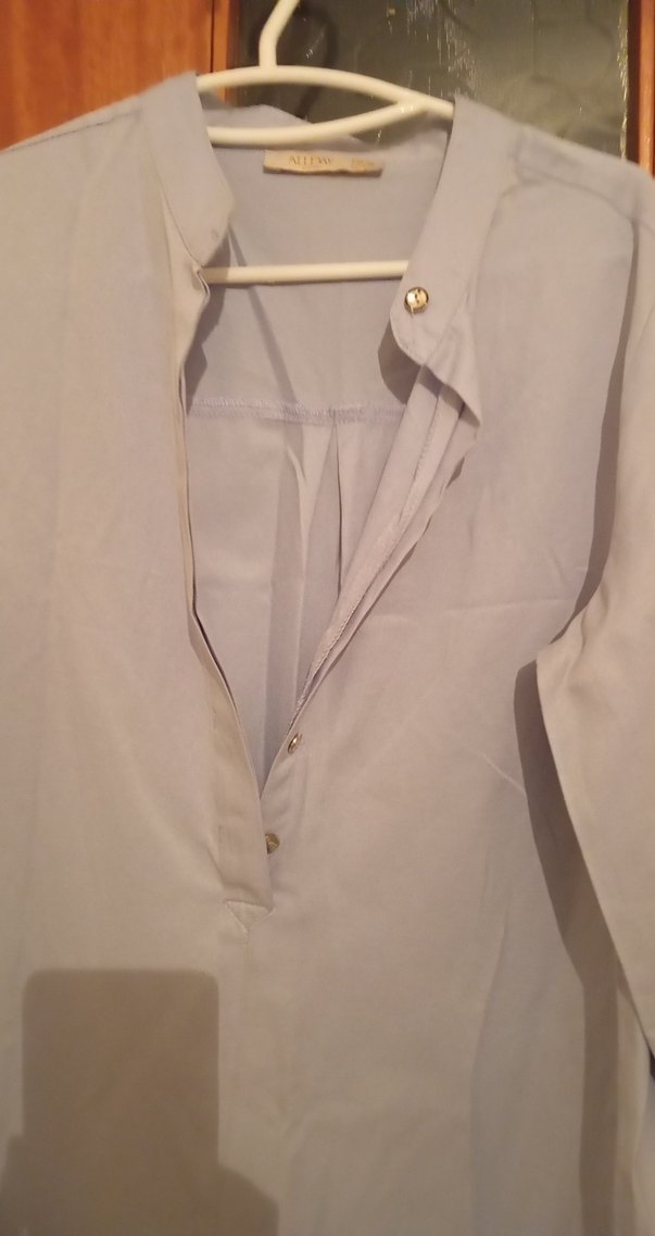 Düğmeli Gri Uzun Kollu Hamile Tunik - Görsel 3