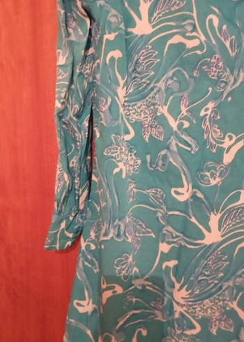 Bohem Uzun Kollu Turkuaz Hamile Tunik - Görsel 4