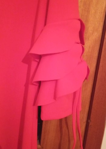 Pembe Mini Elbise Katlı Kol Detaylı - Görsel 4