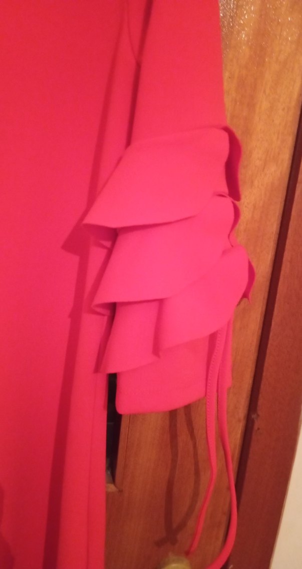 Pembe Mini Elbise Katlı Kol Detaylı - Görsel 4