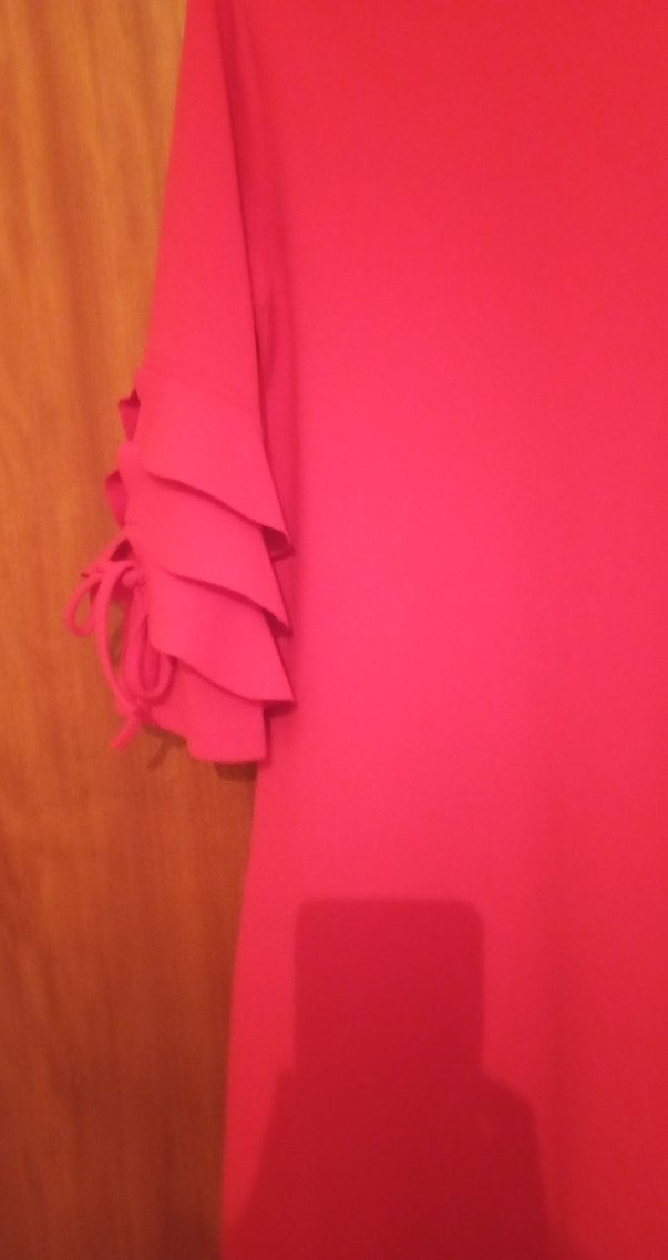 Pembe Mini Elbise Katlı Kol Detaylı - Görsel 5