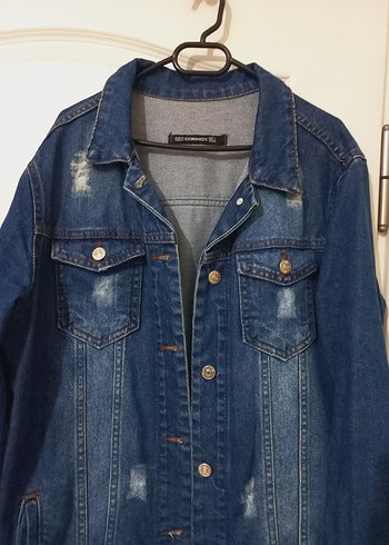 Düğmeli Kadın Mavi Denim Ceket - Görsel 3
