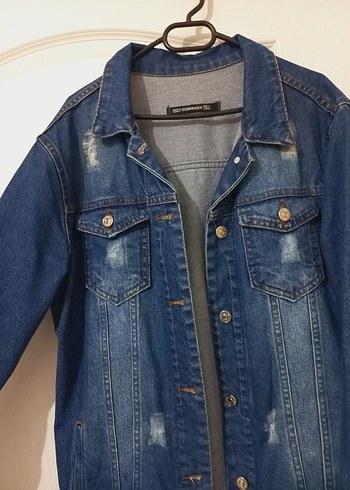 Düğmeli Kadın Mavi Denim Ceket - Görsel 5