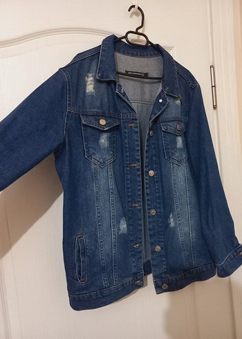 Düğmeli Kadın Mavi Denim Ceket - Görsel 4