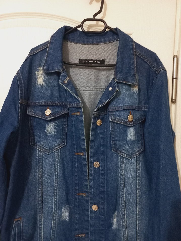 Düğmeli Kadın Mavi Denim Ceket - Görsel 3