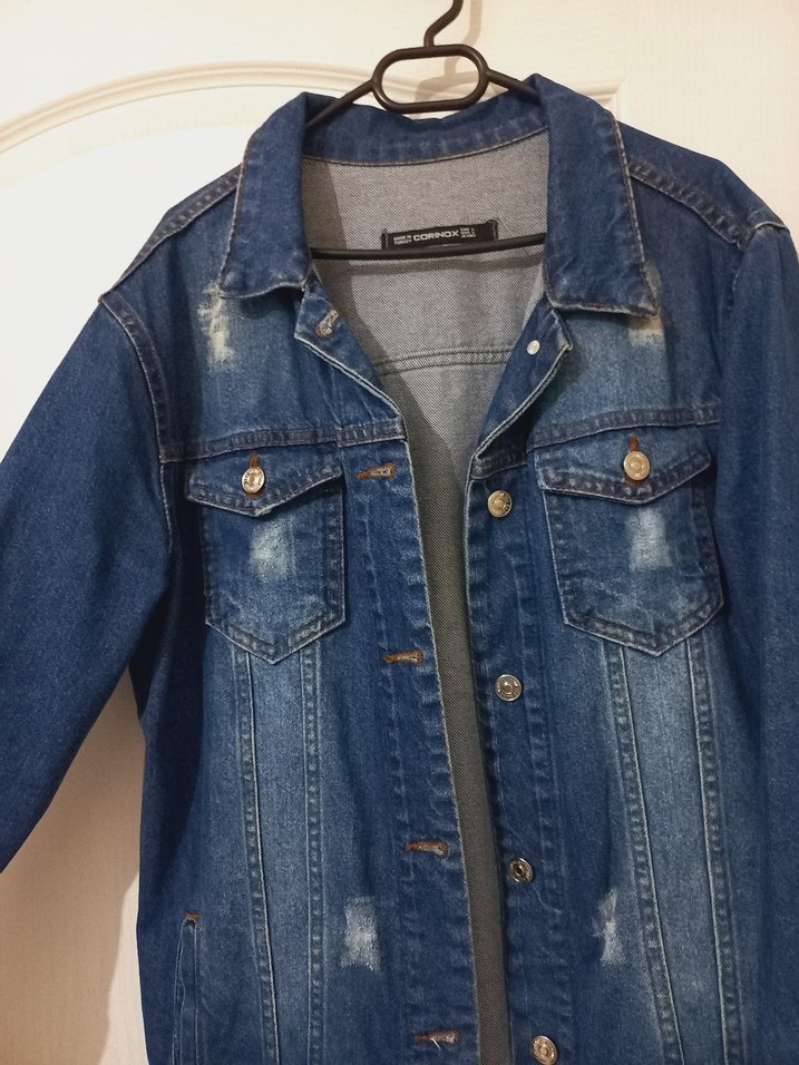 Düğmeli Kadın Mavi Denim Ceket - Görsel 5