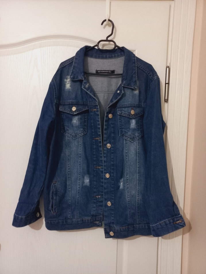 Düğmeli Kadın Mavi Denim Ceket - Görsel 2