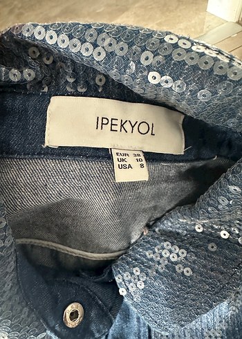 ipekyol Parlak Payetli Lacivert Gomlek