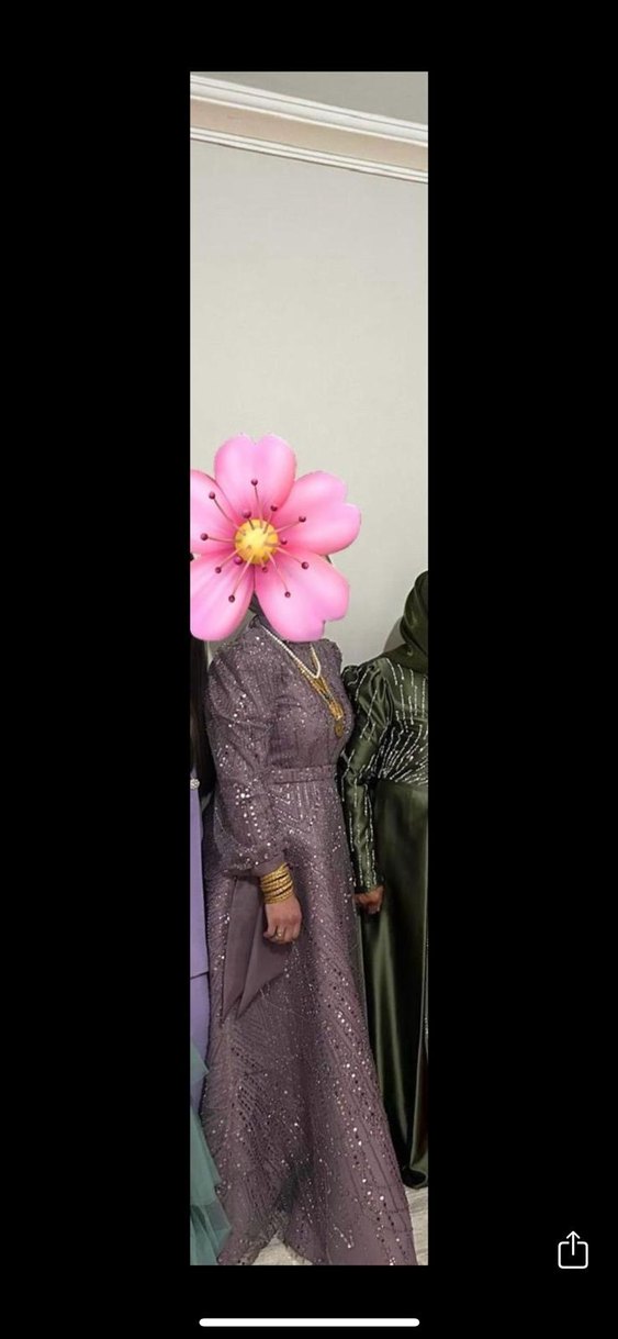 Taşlı lila abiye - Görsel 4