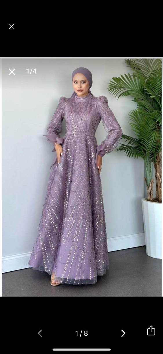 Taşlı lila abiye - Görsel 2