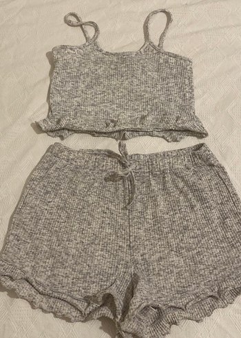 Gri Kısa Askılı Pijama Takımı