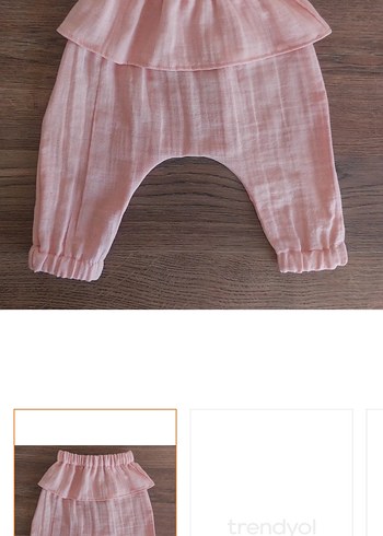 Kız Çocuk Pembe Müslin Fırfırlı Bol Pantolon