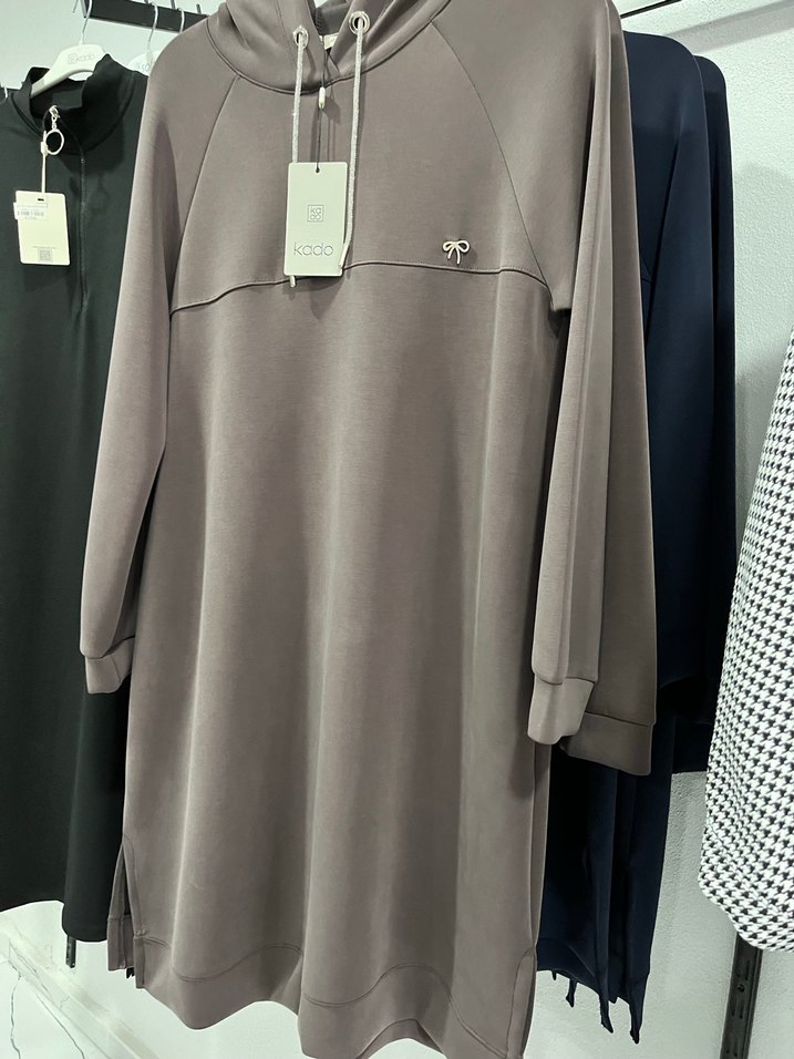 lacivert Kapüşonlu Rahat Kesim Hamile Tunik - Görsel 2