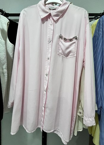 Kadın Beyaz Düğmeli Uzun Kollu Keten Gömlek - Görsel 2