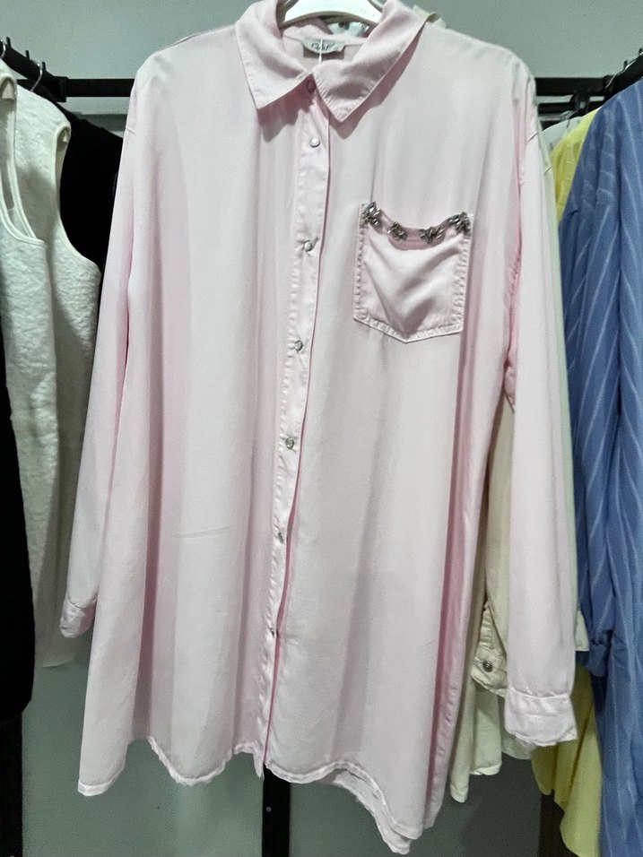 Kadın Beyaz Düğmeli Uzun Kollu Keten Gömlek - Görsel 2