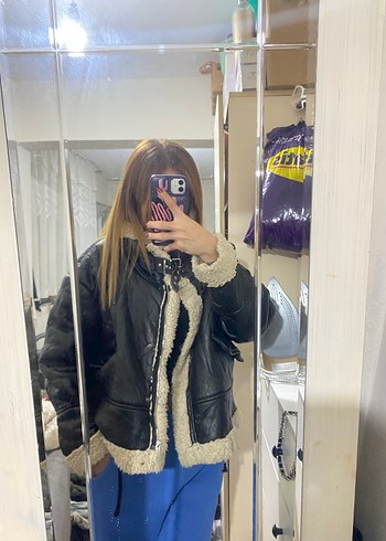 Bershka Siyah Deri, Kürklü Kadın Ceket