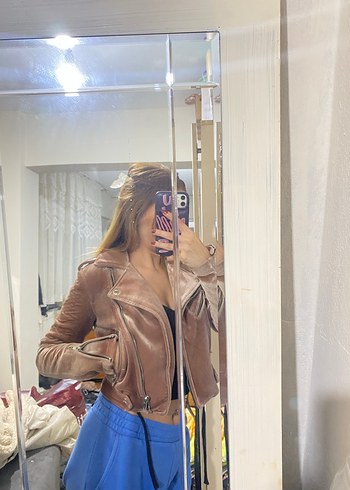 Bershka Pembe Kadife Deri Kadın Ceket