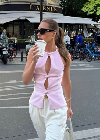 Pembe Straplez Mini Kadın Atlet