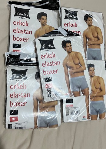 5 adet Erkek siyah Elastan Boxer,