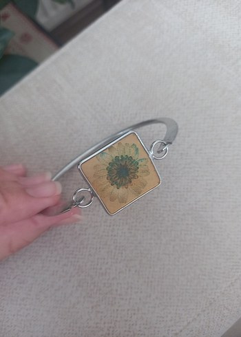 Diğer Düğmeli Renkli Çiçek Desenli Kadın Bileklik