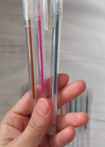 Şeffaf Kapaklı Simli Renkli Jel Kalem Seti