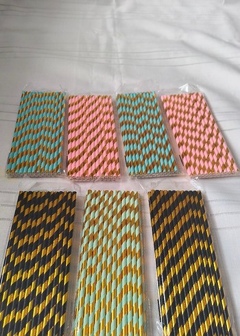 Pembe Altın Çizgili Parti Pipetleri 
Adet fiyatı - Görsel 3