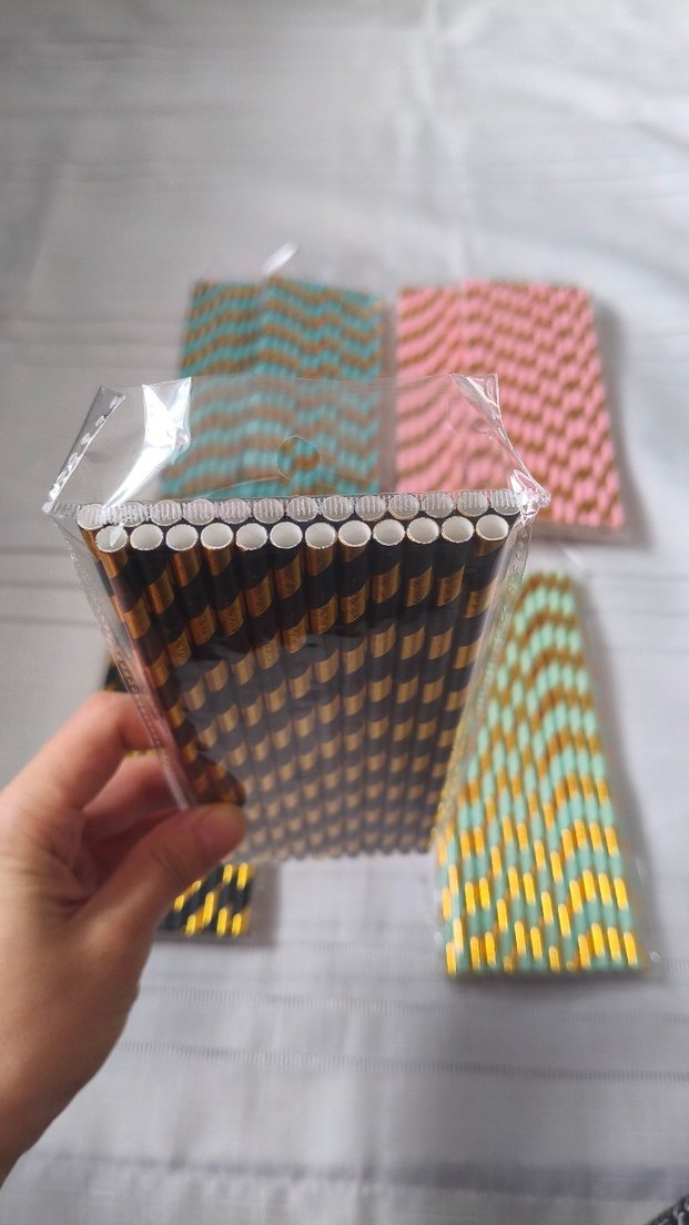 Pembe Altın Çizgili Parti Pipetleri 
Adet fiyatı - Görsel 2