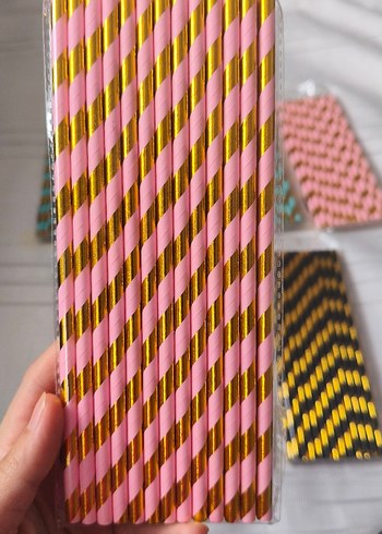 Renkli Çizgili Kağıt Pipet Seti (TOPTAN) 7 ADET MEVCUT - Görsel 4