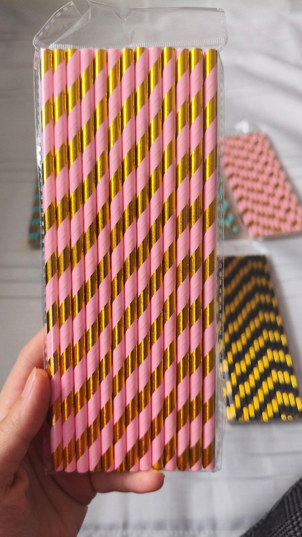 Renkli Çizgili Kağıt Pipet Seti (TOPTAN) 7 ADET MEVCUT - Görsel 4