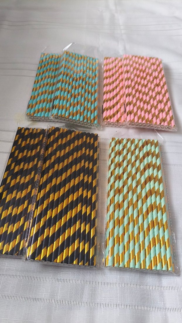 Renkli Çizgili Kağıt Pipet Seti (TOPTAN) 7 ADET MEVCUT - Görsel 2