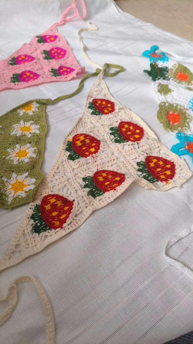 Renkli Örgü Bohem Saç Aksesuarları (TOPTAN) 5 ADET MEVCUT - Görsel 2