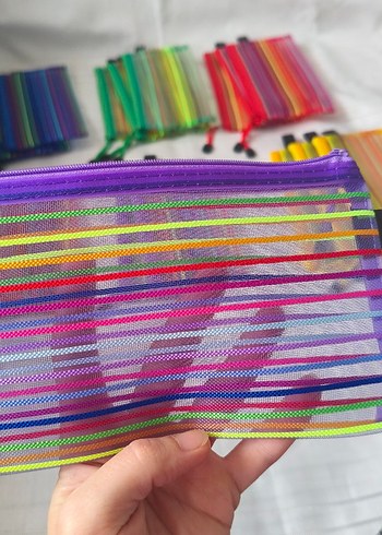 Renkli Çizgili Kadın Clutch Çanta 
Adet fiyatı - Görsel 7