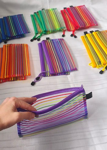 Renkli Çizgili Kadın Clutch Çanta 
Adet fiyatı - Görsel 8