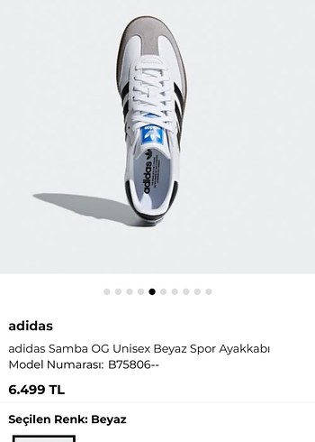 Beyaz Siyah Adidas Samba Kadın Spor Ayakkabı - Görsel 5