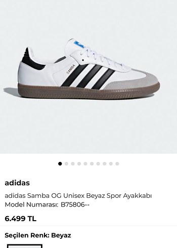 Beyaz Siyah Adidas Samba Kadın Spor Ayakkabı - Görsel 4
