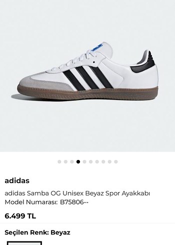 Beyaz Siyah Adidas Samba Kadın Spor Ayakkabı - Görsel 2