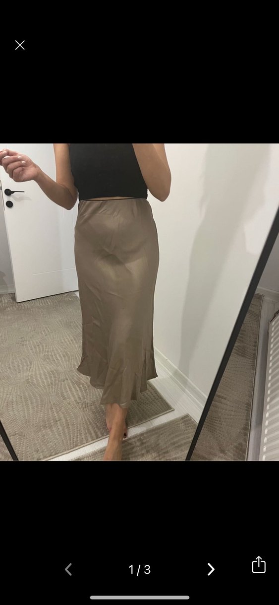 Bej Midi Kadın Uzun Etek - Görsel 3