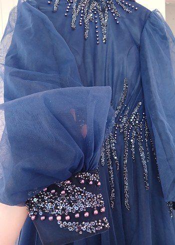 Lacivert Tesettür Abiye - Görsel 7