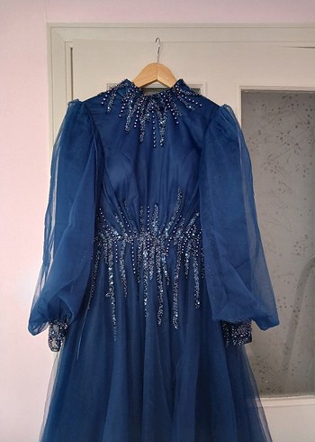 Lacivert Tesettür Abiye - Görsel 4