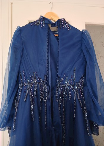 Lacivert Tesettür Abiye - Görsel 6