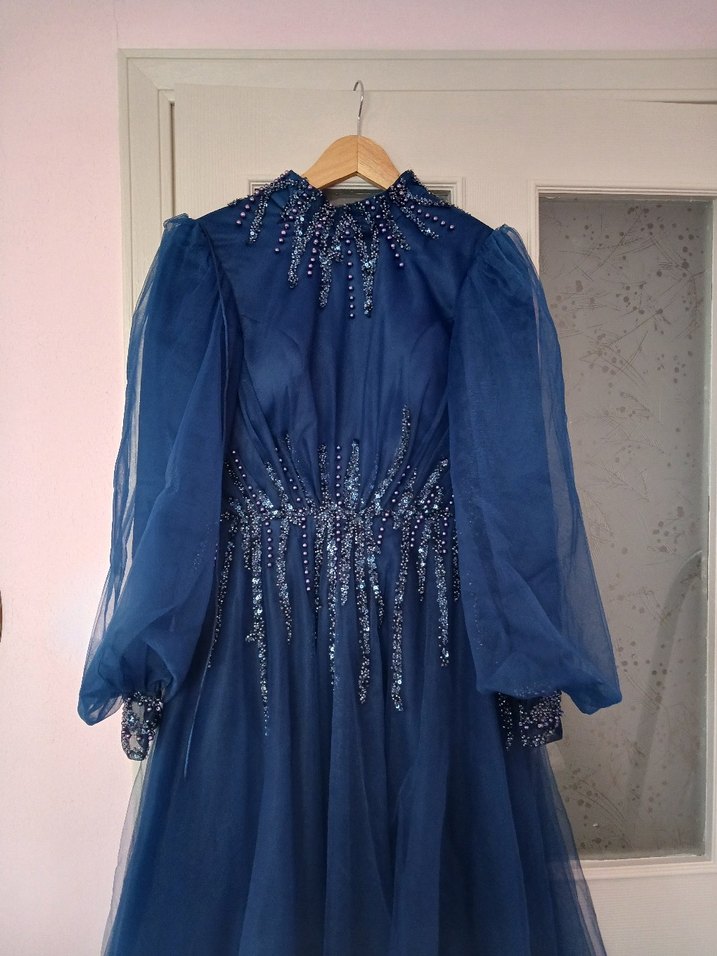 Lacivert Tesettür Abiye - Görsel 4