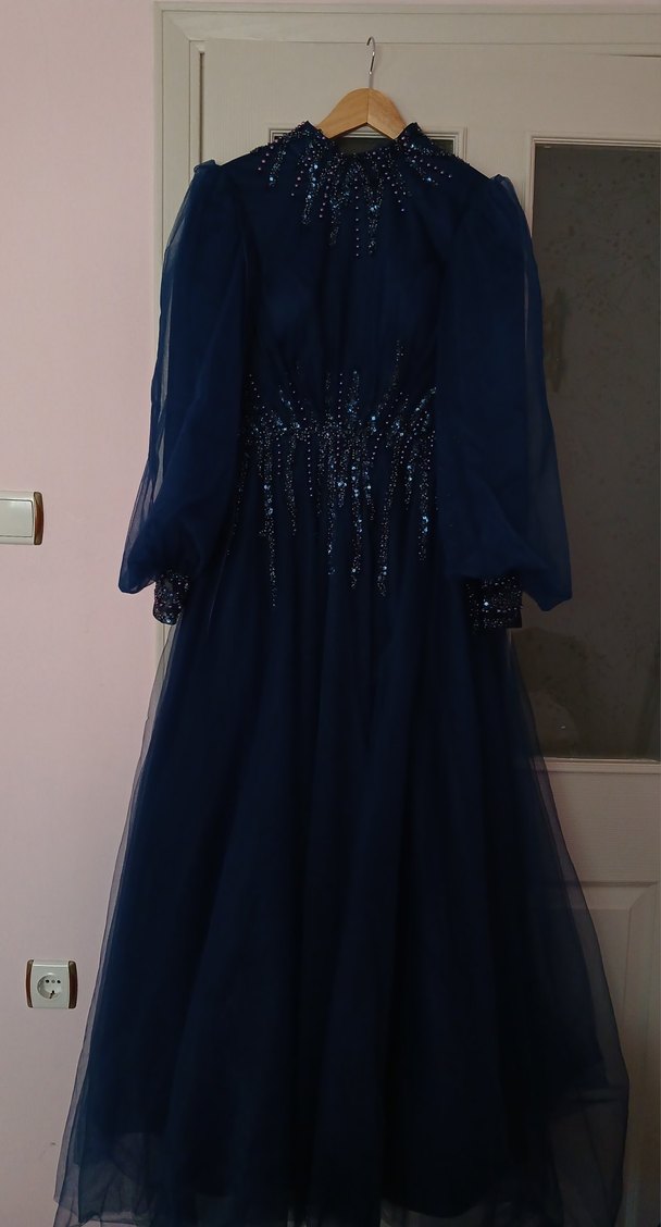 Lacivert Tesettür Abiye - Görsel 3