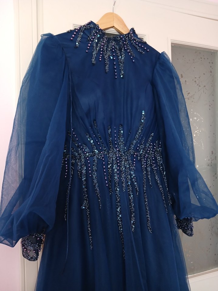 Lacivert Tesettür Abiye - Görsel 5