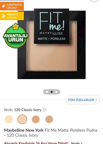 Beden Maybelline Fit Me Mat Pudra 120 Açık Bej