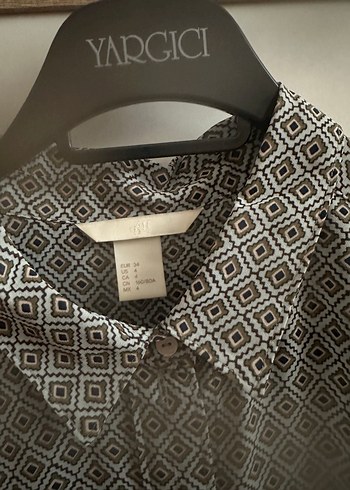 Gri Desenli Kolsuz  Gömlek hm - Görsel 3