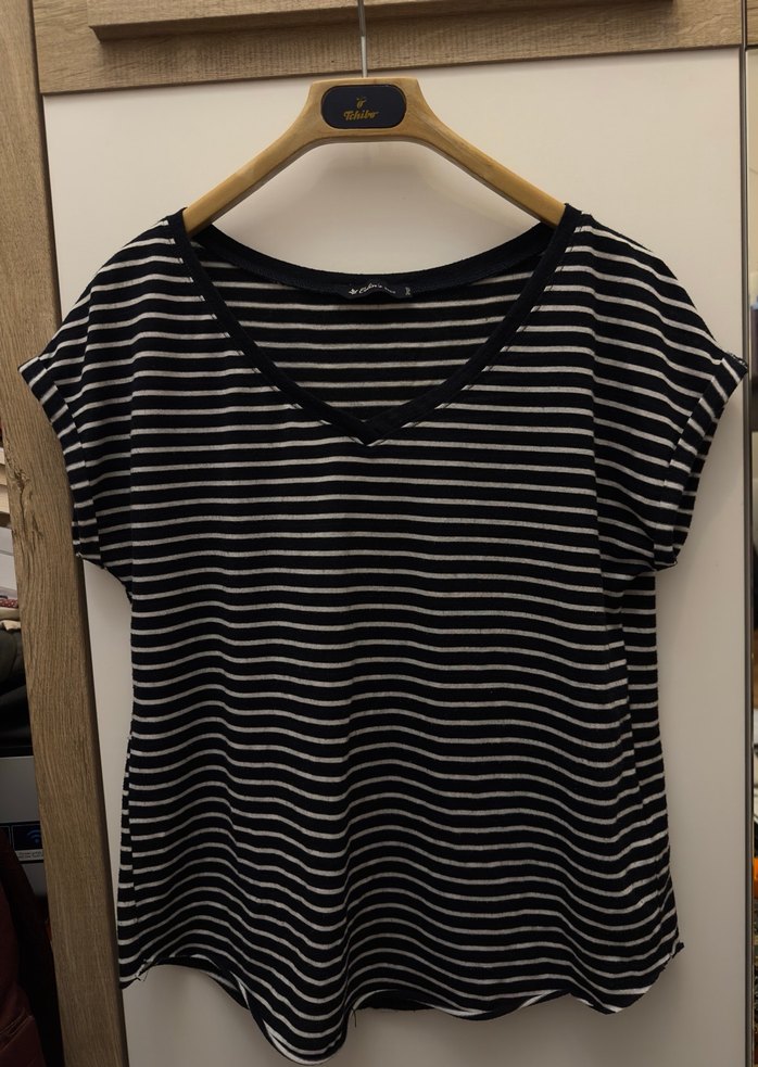 Çizgili tshirt yarım kollu - Görsel 3