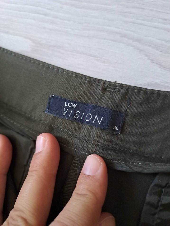 Kadın Haki Kumaş Pantolon Regular Fit - Görsel 5