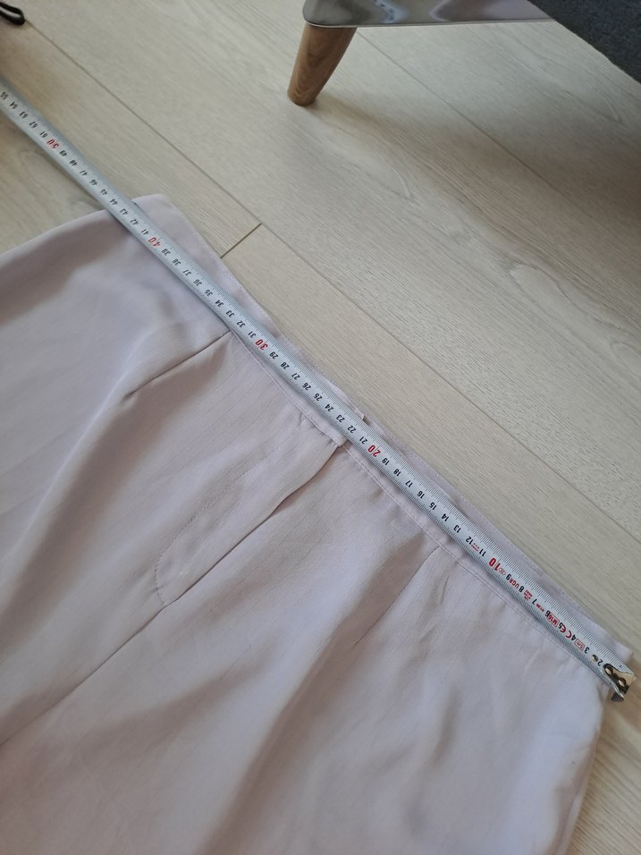 Bej Rahat Kesim Midi Keten Kadın Pantolon - Görsel 5