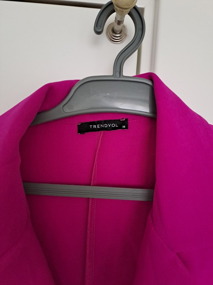 Düğmeli Pembe Midi Kadın Ceket - Görsel 4