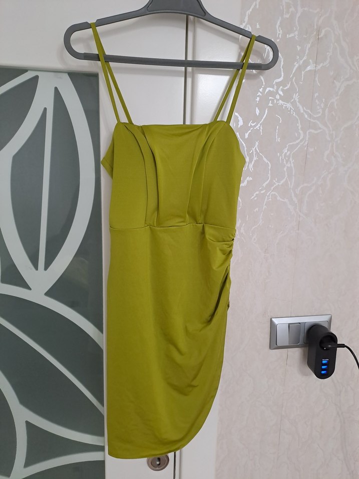 Yeşil Drapeli Mini Elbise - Görsel 2